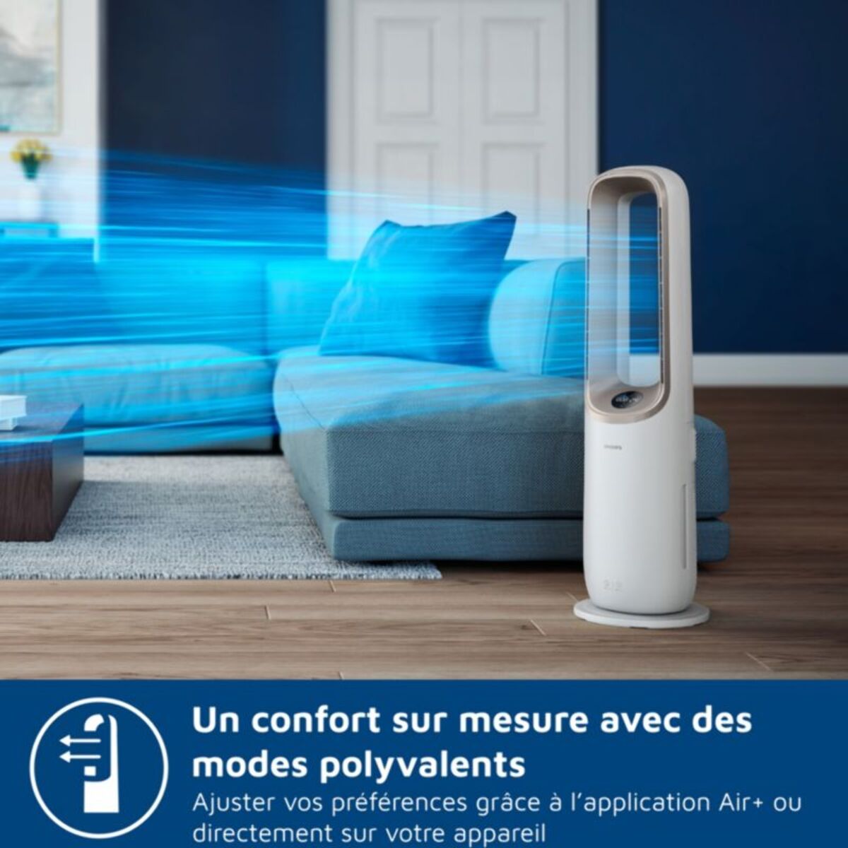Purificateur d'air, ventilateur, chauffage PHILIPS AMF870/16 3-en-1 Série 8000, jusqu’à 70 m², Blanc