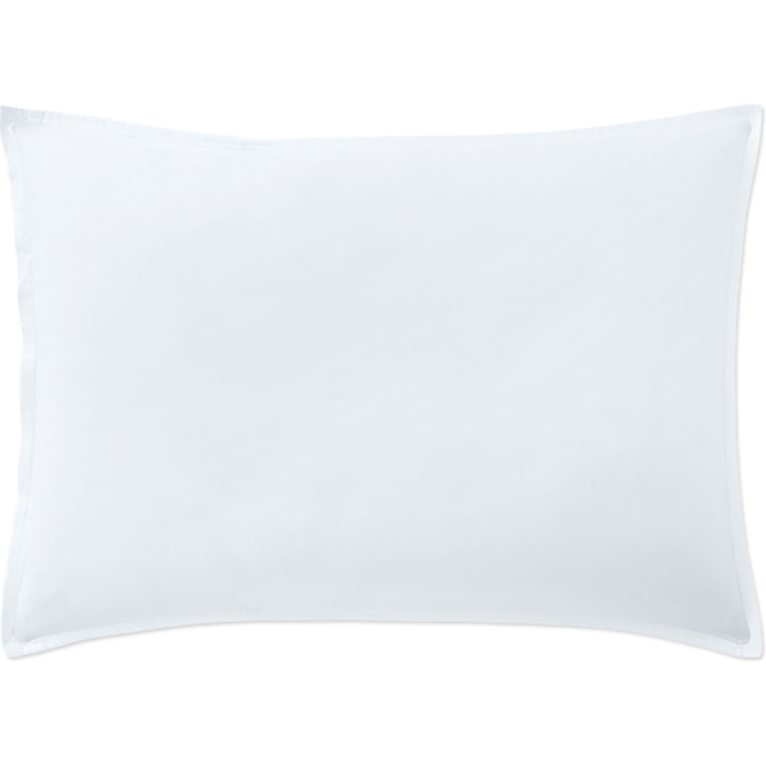 Paire de Taies D'oreiller Avec Volant 100% Percale De Coton Lavé Blanc Nuage