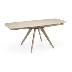 Tavolo allungabile LAVEZZI in ceramica, finitura travertino e gambe in metallo beige - 120×80x78 – 180×80x75 cm
