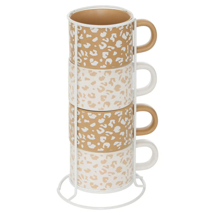 Rack 4 mugs Leopardi L12,7xp12,7xH25,3cm
