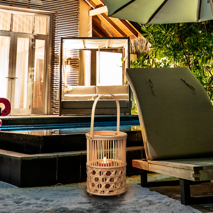 Lanterne Bambou Tresse Et Anse