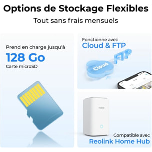 Caméra de surveillance REOLINK B420 + panneau solaire Blanc