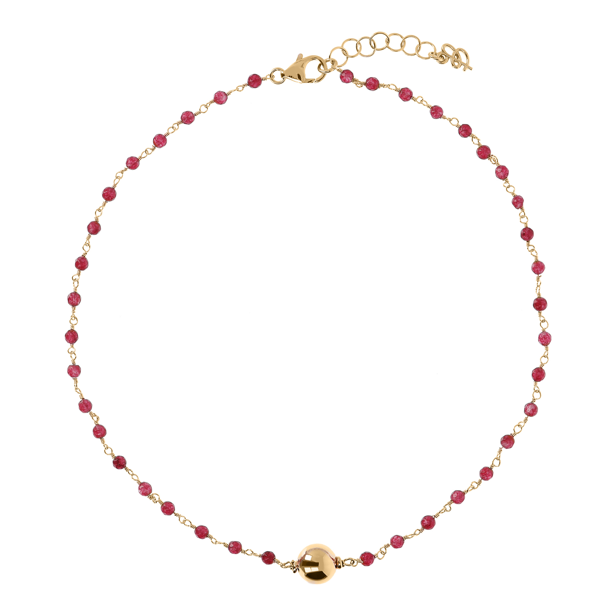 Collana Rosario Girocollo Golden con Agata Rossa e Bead Lucida