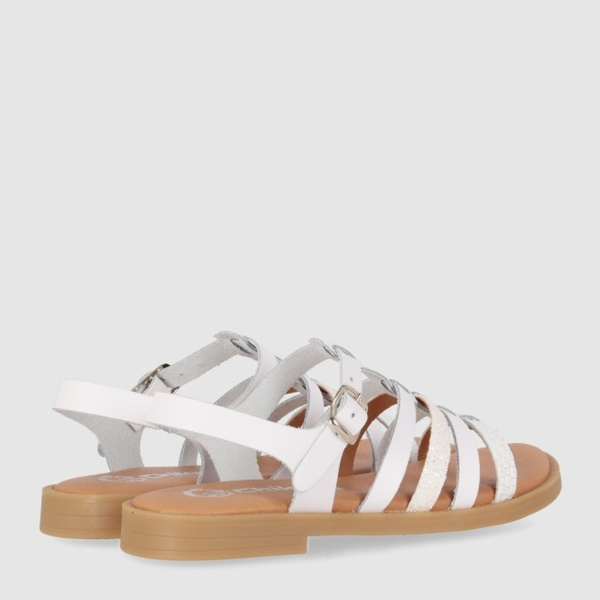 Sandalias de Piel - Blanco - Tacón: Bajo