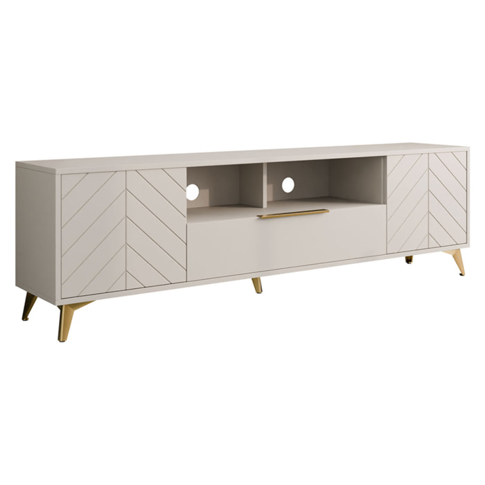 Boccioni - meuble tv - beige - 2 portes, 1 tiroir et 1 niche - 200 cm - Beige