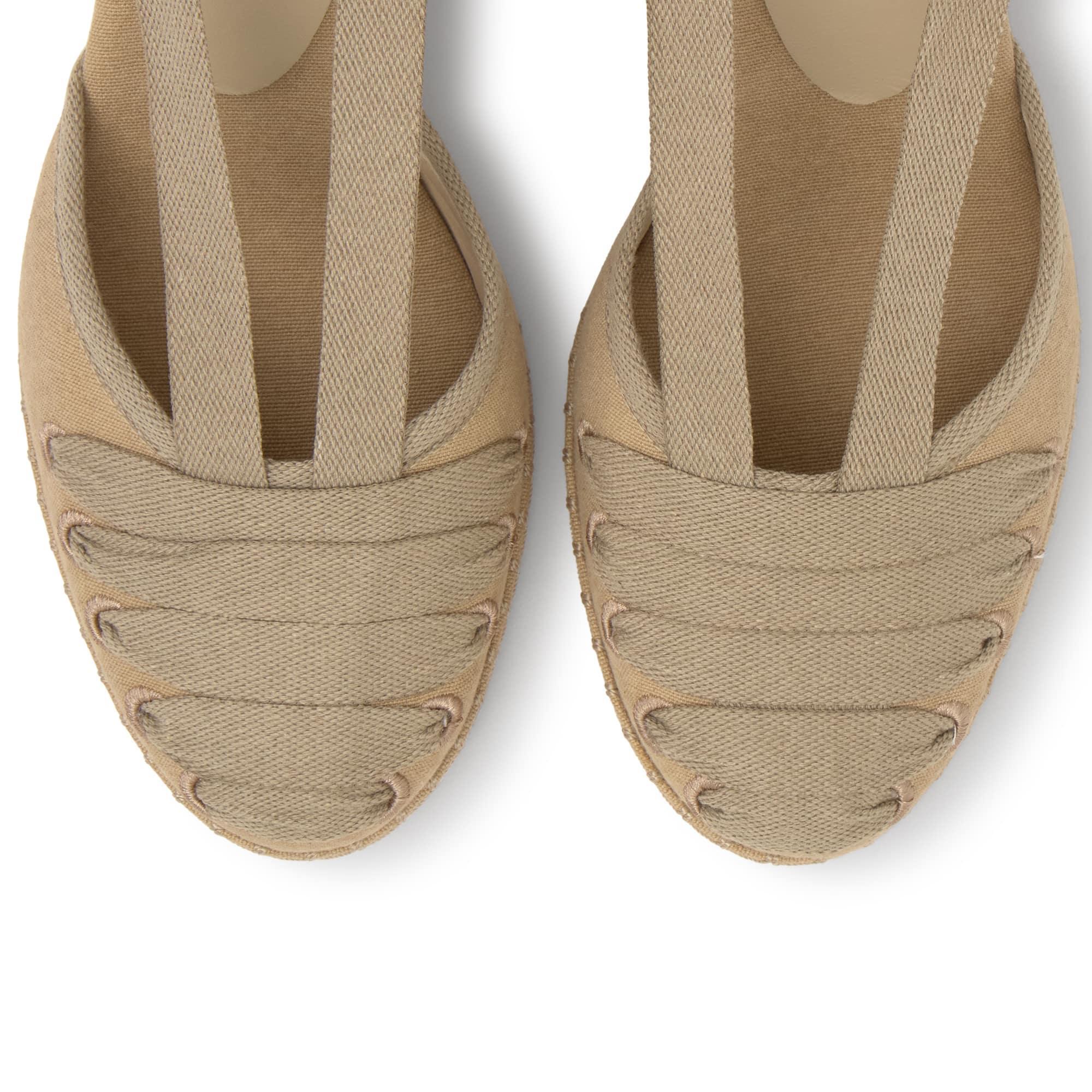 Alpargata embetada Corcega cuña forrada en algodón con cintas