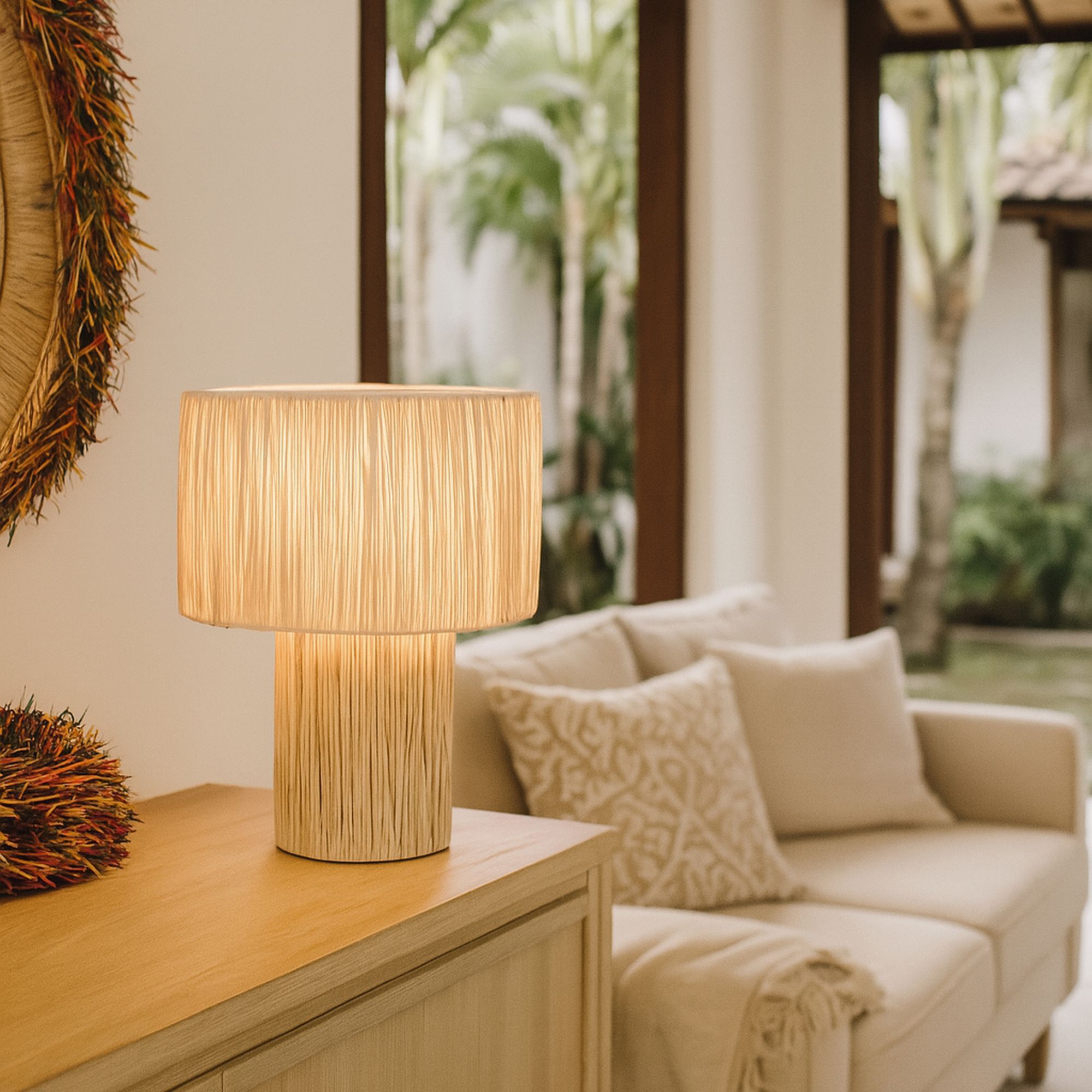 Lampe à poser en raphia 30 x h35cm EL NIDO