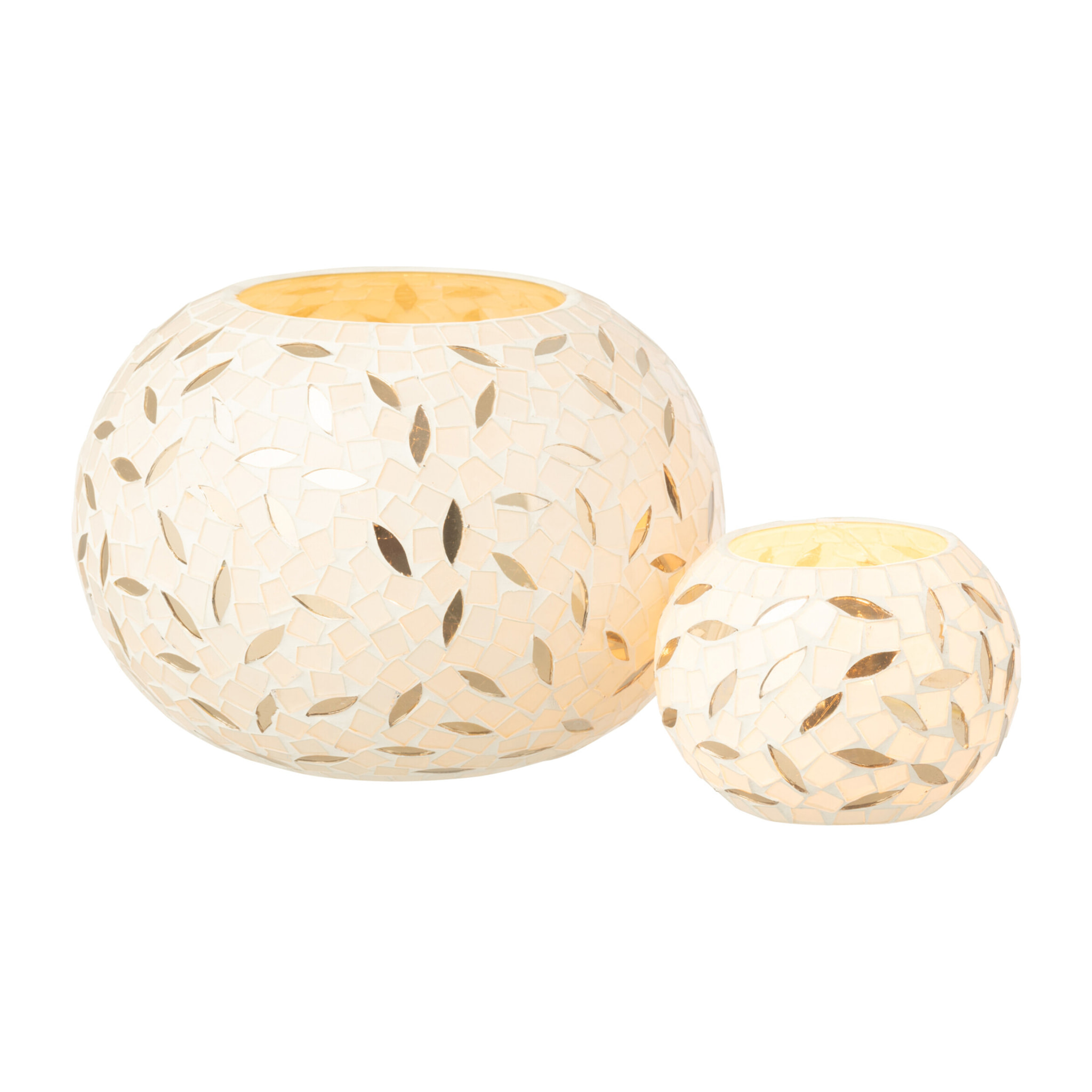 J-Line bougeoir Bal - verre - blanc/argent - small
