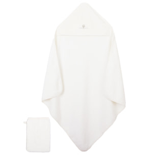 Cape de bain et gant Coton bio-Ecru