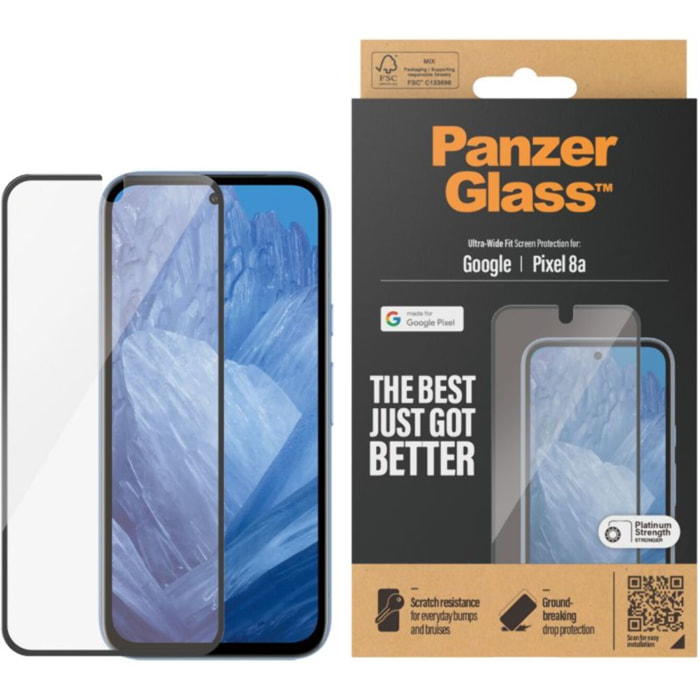 Protège écran PANZERGLASS Google Pixel 8A Verre trempé