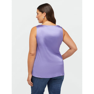 Fiorella Rubino - Top in raso con scollo a V in pizzo - Viola