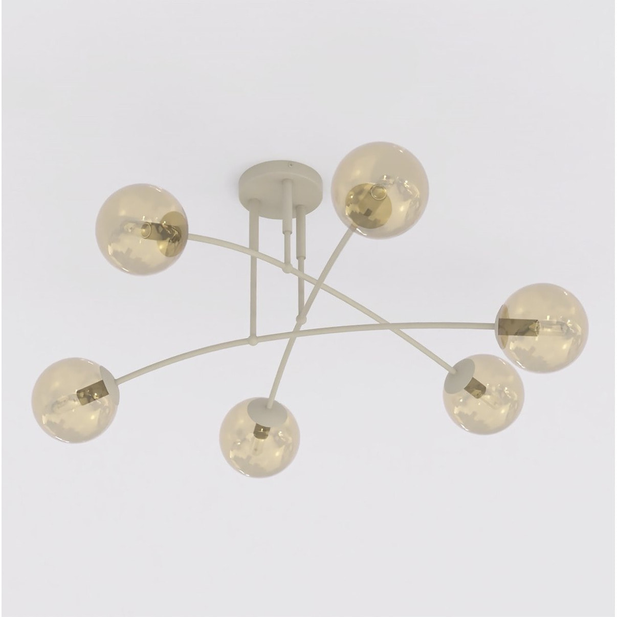 Lampada a sospensione PREGOS in acciaio beige e vetro ambrato