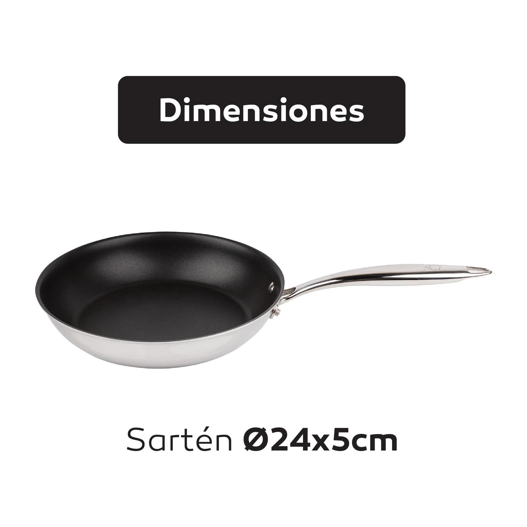 Sartén ø24x5cm argent antiadherente en acero inoxidable de masterpro