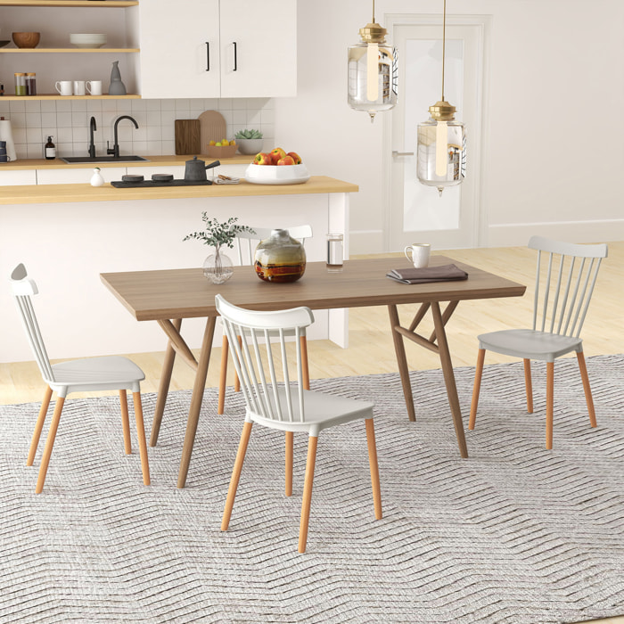 Lot de 4 chaises de salle à manger style scandinave piètement bois hêtre PP gris