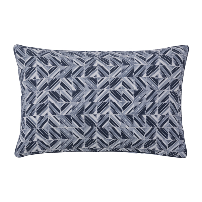 Taie d'oreiller imprimée en percale de coton, REFLETS, Bleu