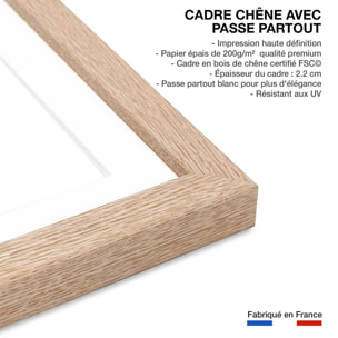 Affiche enfant repos du guerrier Affiche + cadre en bois - Chêne