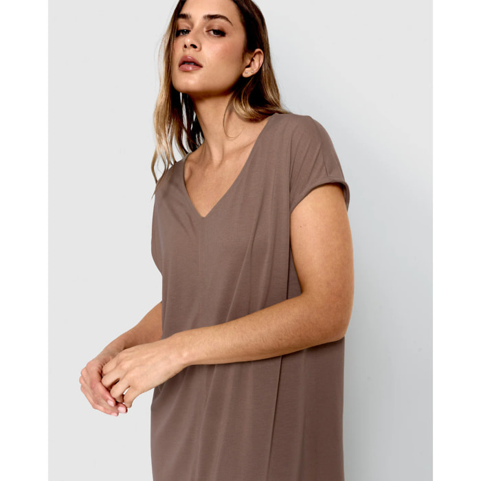Vestido largo viscosa beige