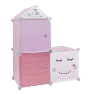 RANGEMENT ARMOIRE MODULABLE 3 CUBES FILLE