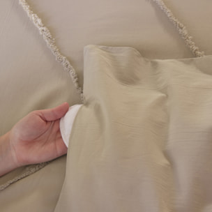 Parure de lit coton lavé tuftée géométrique - Beige