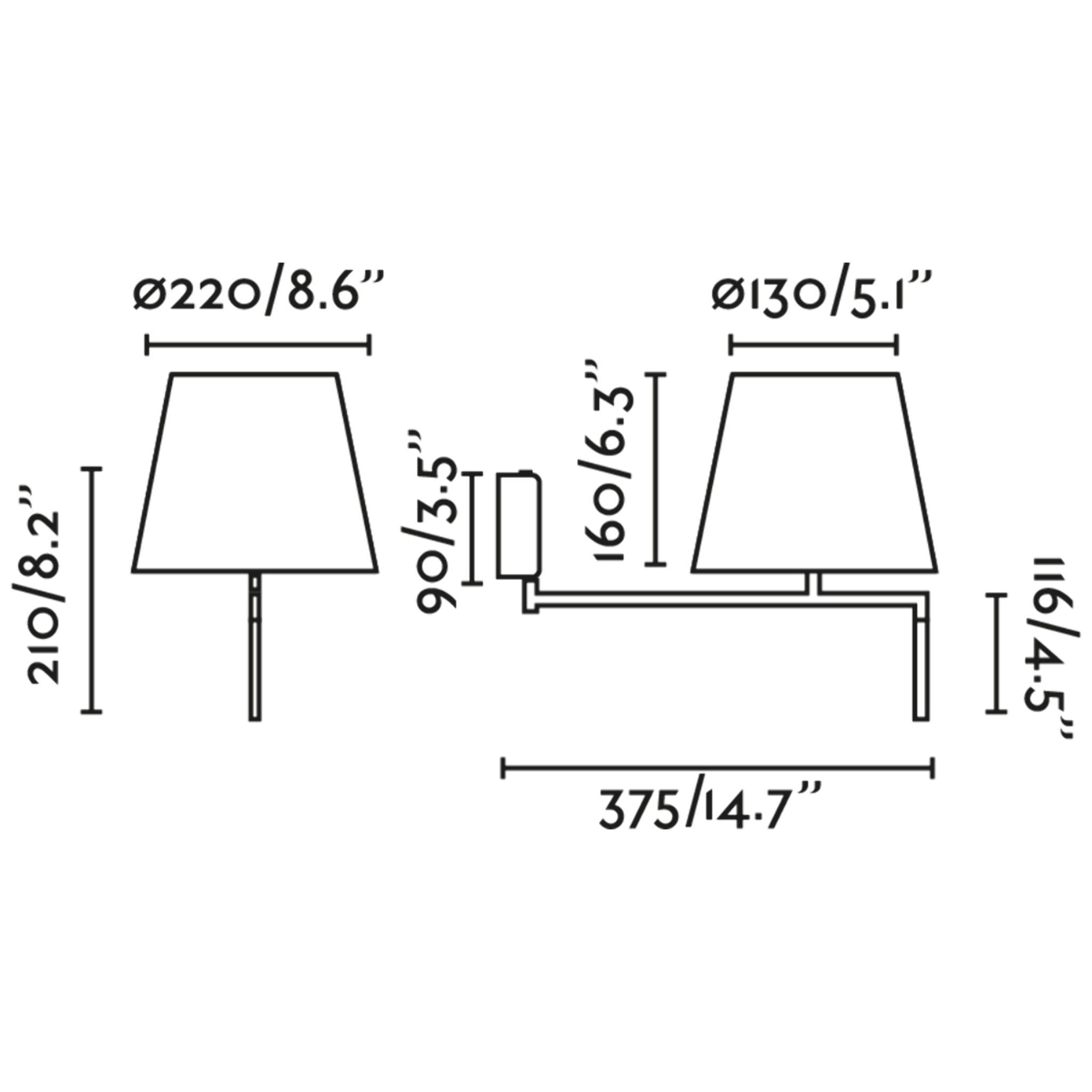 RON Applique gris foncé/blanc