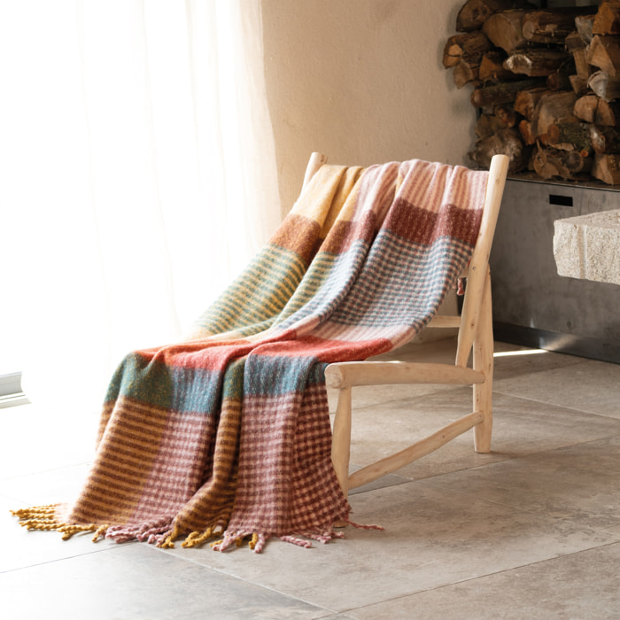 Plaid à carreaux aspect mohair doux - Marron Clair