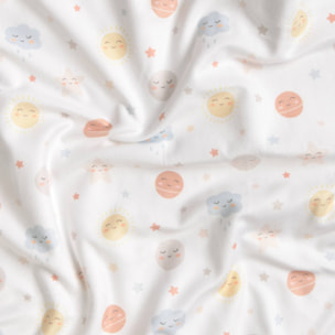 Mantita polar estampada cielo Moony color blanco Poliéster