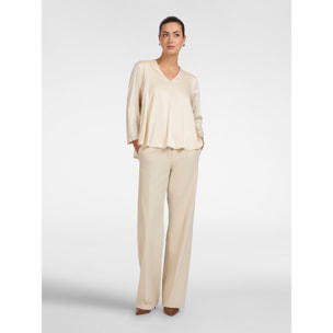 Elena Mirò - Blusa in raso di viscosa stretch - Beige