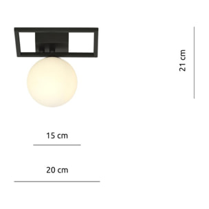 Lampada da soffitto Imago in metallo nero e vetro opale