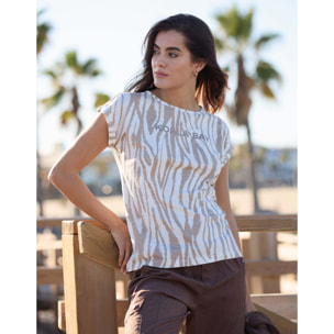 Camiseta Manga Corta Beige - Zebrira