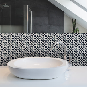Stickers muraux - Sticker Mural Carrelage adhésif Cuisine Salle de Bain - 24 STICKERS CARREAUX DE CIMENT AZULEJOS GEORGIO