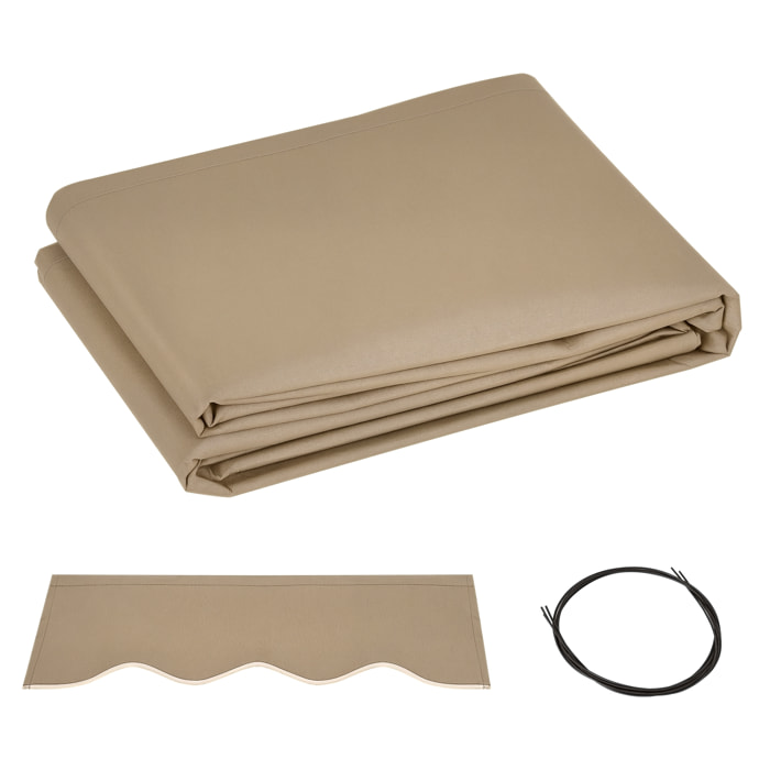 Techo de Repuesto para Toldo, 382x240 cm, Lona para Toldo con Dobladillo, Protección UV, Impermeable, Tela de Repuesto para Patio, Terraza, Jardín, Balcón, Beige