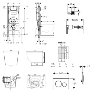 Duofix pack WC bâti-support + WC suspendu sans bride Ceramia PixL avec abattant SoftClose + plaque (GEDCEPXBMT08-FR)