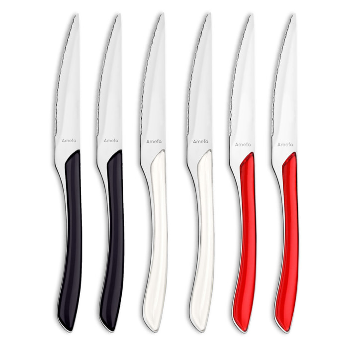 Solstice - Set de 6 cuchillos para carne, colores variados