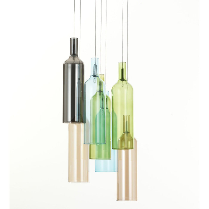 TOMASUCCI Lampadario 7 luci ''BOTTLES'' Multicolore