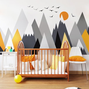 Stickers muraux enfants - Décoration chambre bébé - Autocollant Sticker mural géant enfant montagnes scandinaves ALASKA