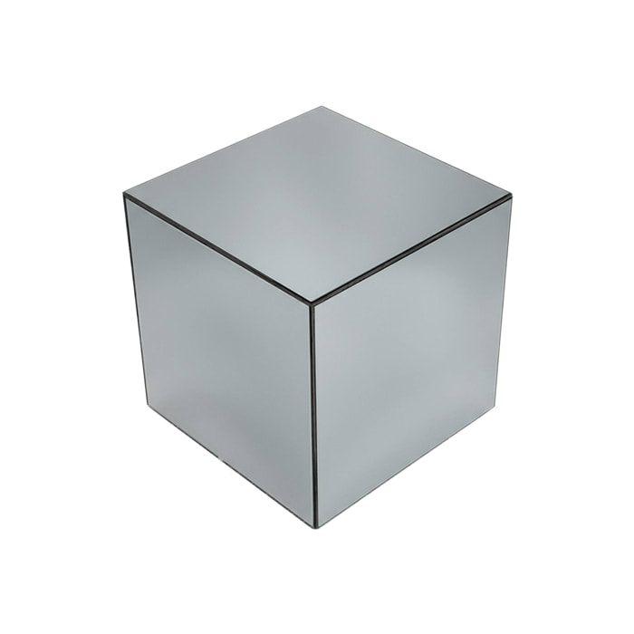 Table cubique miroir transparent. bout de canapé. table d'appoint cube miroir 30cm