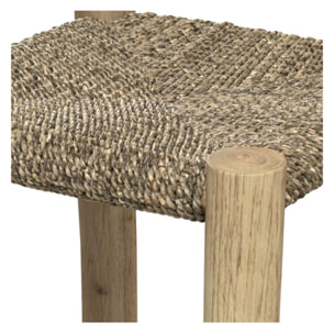 Tabouret pour îlot central 65 cm en jonc de mer et teck - Jovan