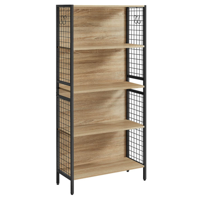 Libreria industriale Sonoma in acciaio e legno con 4 ripiani
