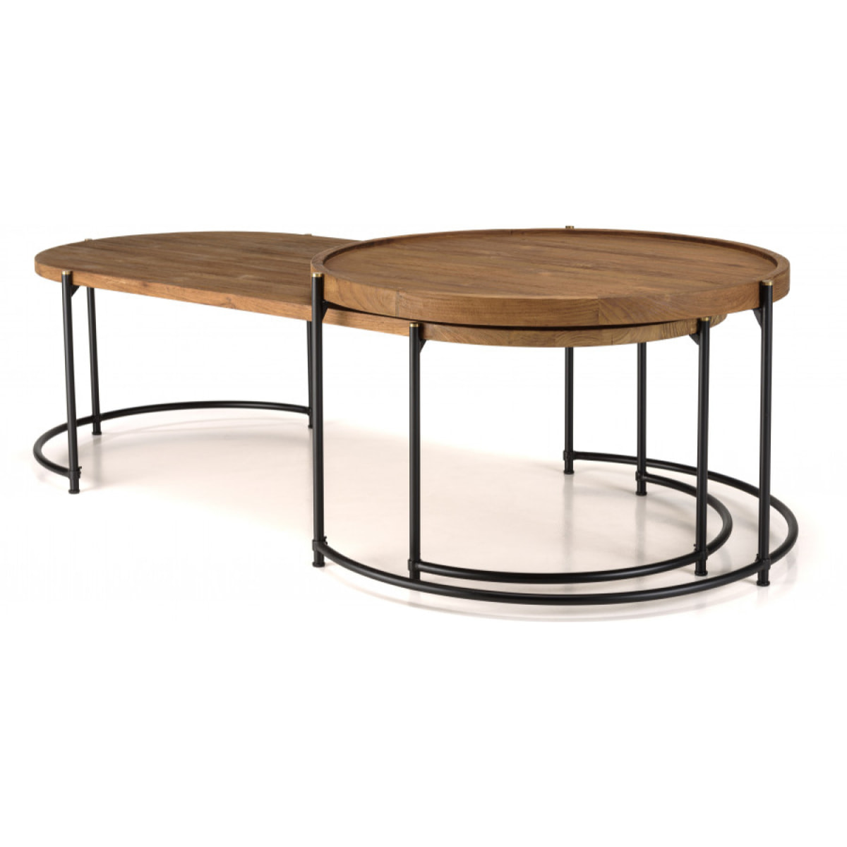 ALIDA - Set de 2 tables basses ovale et ronde