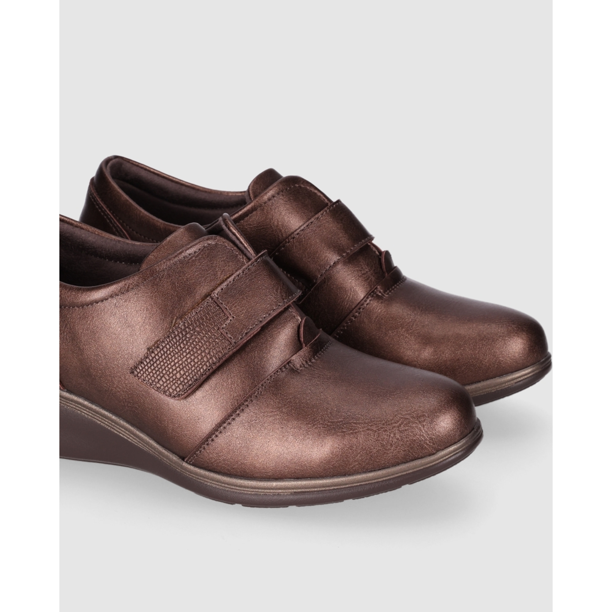 Zapatos de Piel - Bronce - Tacón: 3 cm