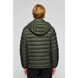 Chaqueta ultralight verde Corey de capucha extraíble y bordado PC