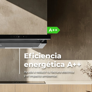 Campana Extractora Telescópica EVVO CE12 Black, 60 cm, 550 m³/h, 3 Velocidades, Energía A++