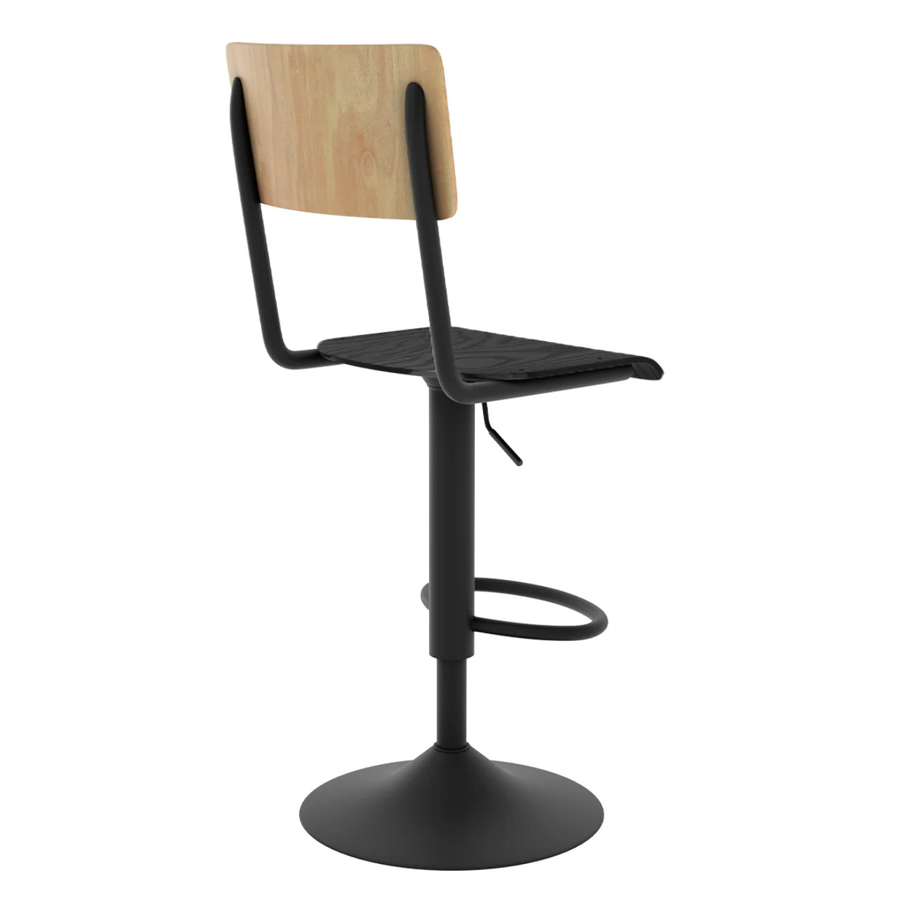 Lot de 2 chaises de bar réglables 60/80 cm en bois clair et noir - Clem