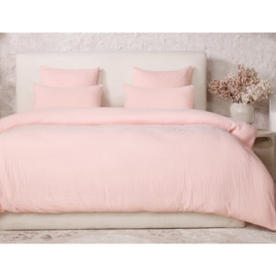 Paire de Taies d'oreiller gaze de coton lavé rose lotus