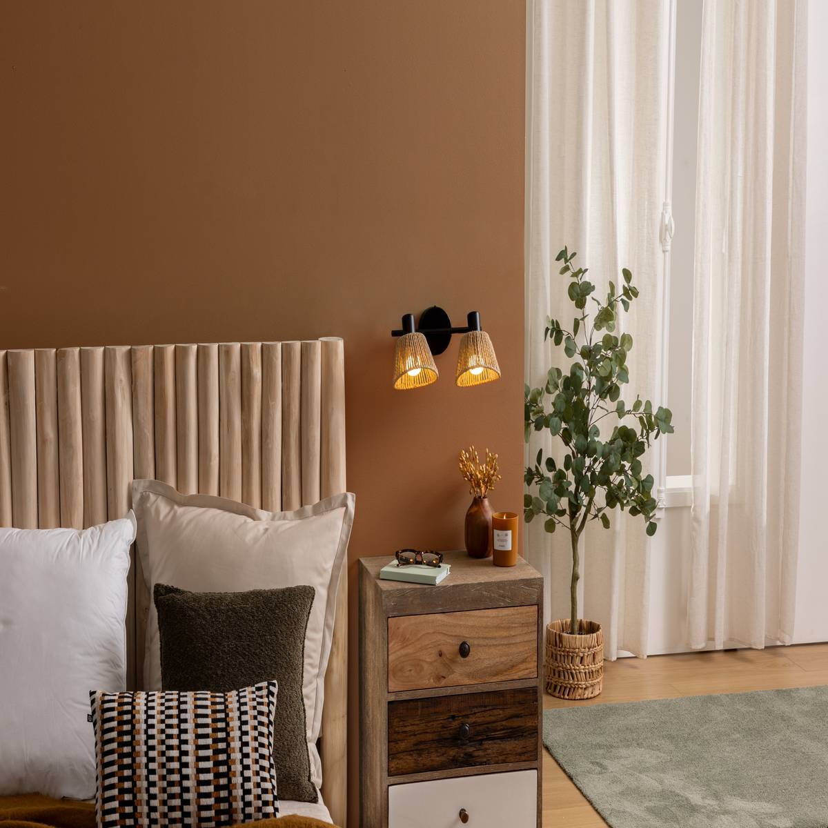 Applique murale plafonnier Myha beige 28x15cm