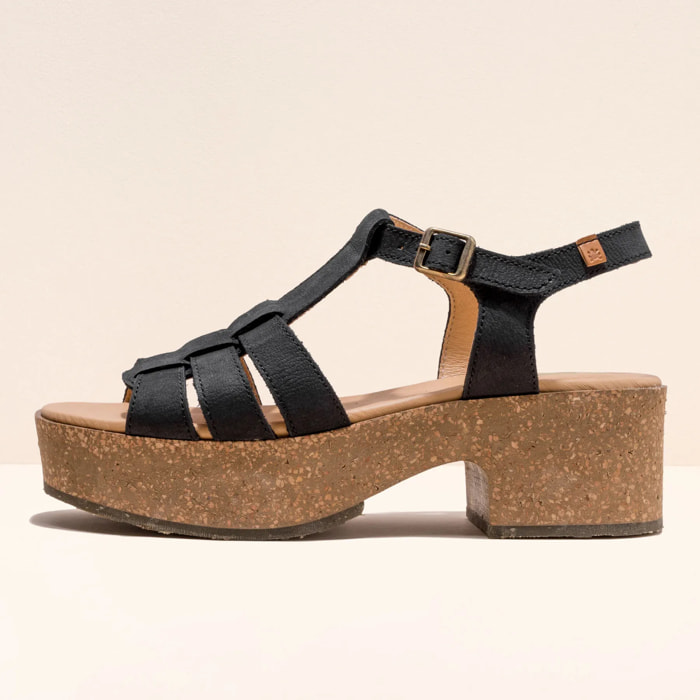 Sandalias con tacón N5890 PLEASANT BLACK /ARBEQUINA color Black