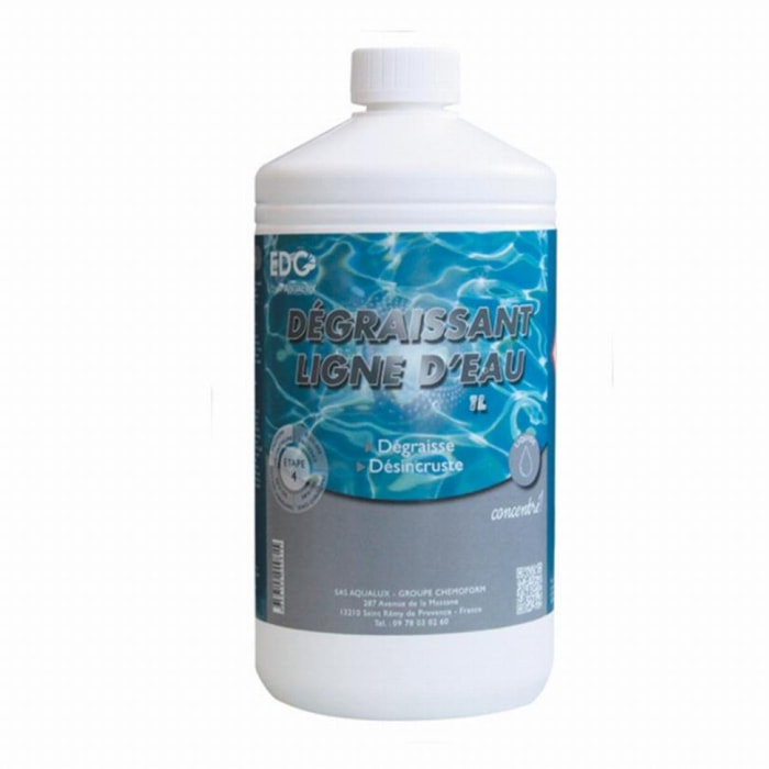 Nettoyant ligne d'eau piscine, spa, action dégraissante, bouteille 1L, EDG - AQUALUX - 200081