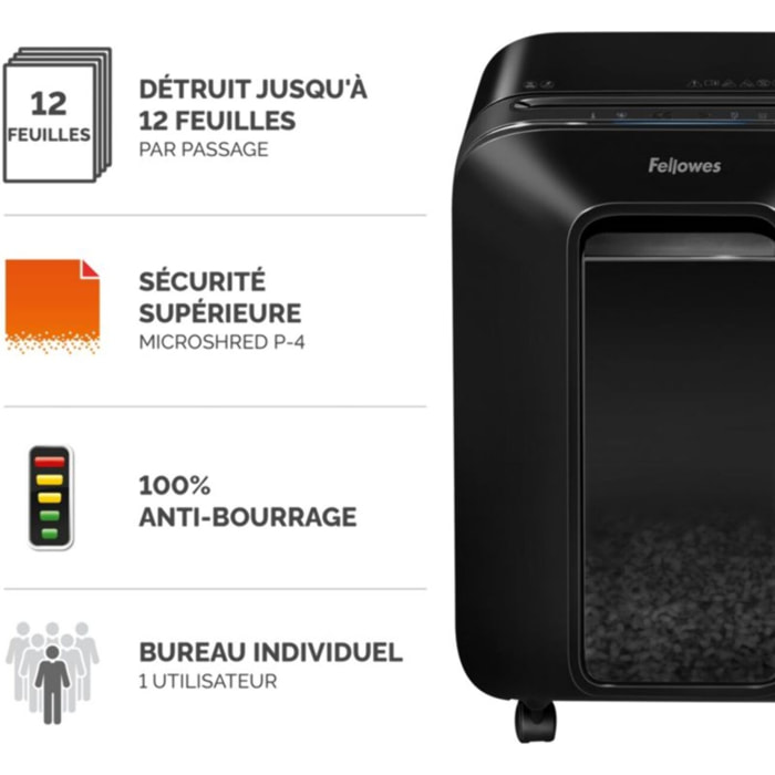 Destructeur FELLOWES MICROSHRED LX201 NOIR