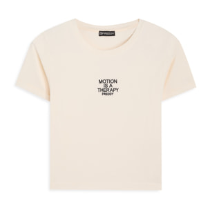 T-shirt slim donna con scritta ricamata