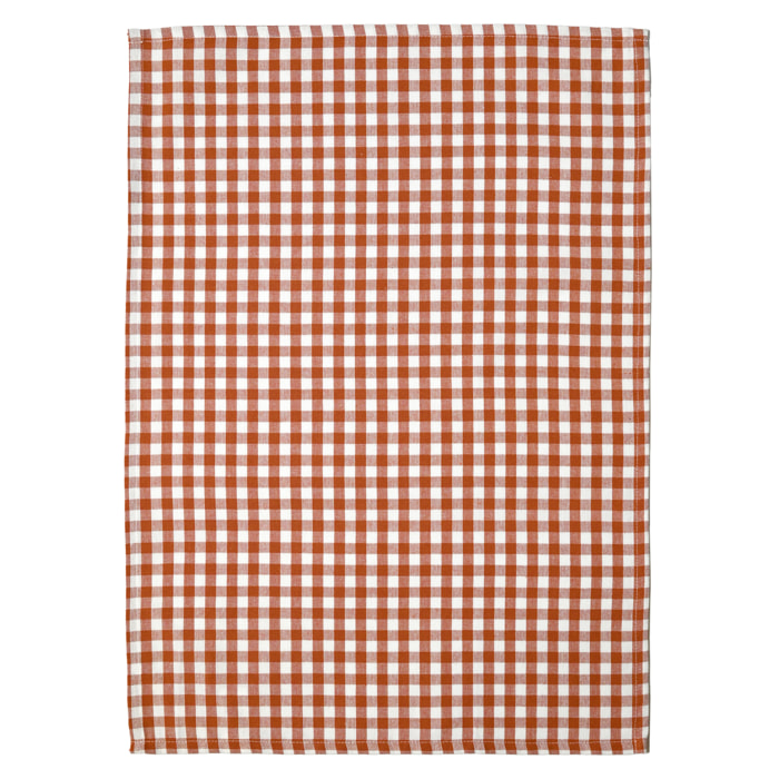 Torchon de cuisine en coton motif vichy - Terracotta